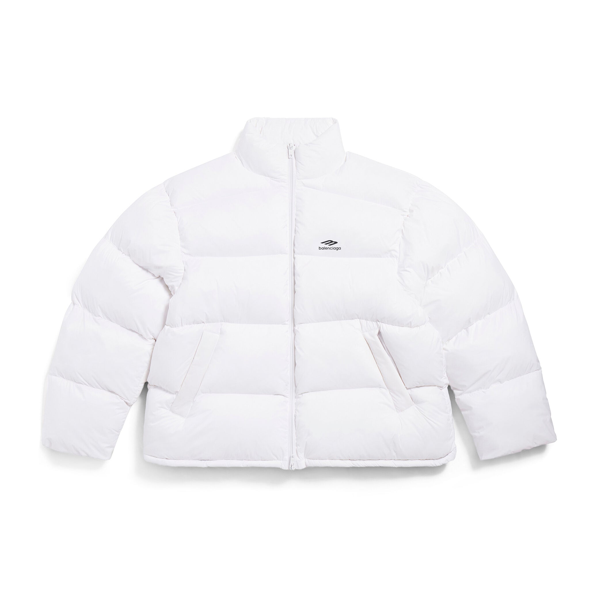 Balenciaga Men's Winter Black And White Zip 3b Sports Icon Ski Puffer Down Jacket #73743