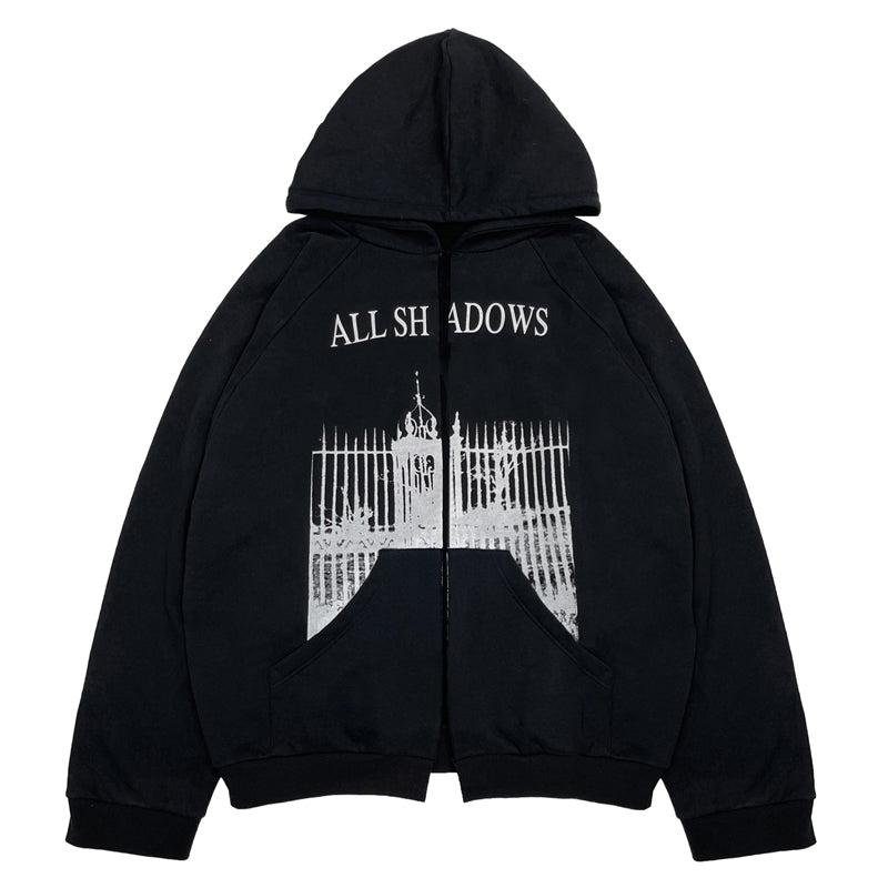 Raf Simons Men's Women's Vintage Loose Cardigan Sweatshirt Letter Printed High Street Trend Hooded Sweatshirt Jacket Ngvp #1629
