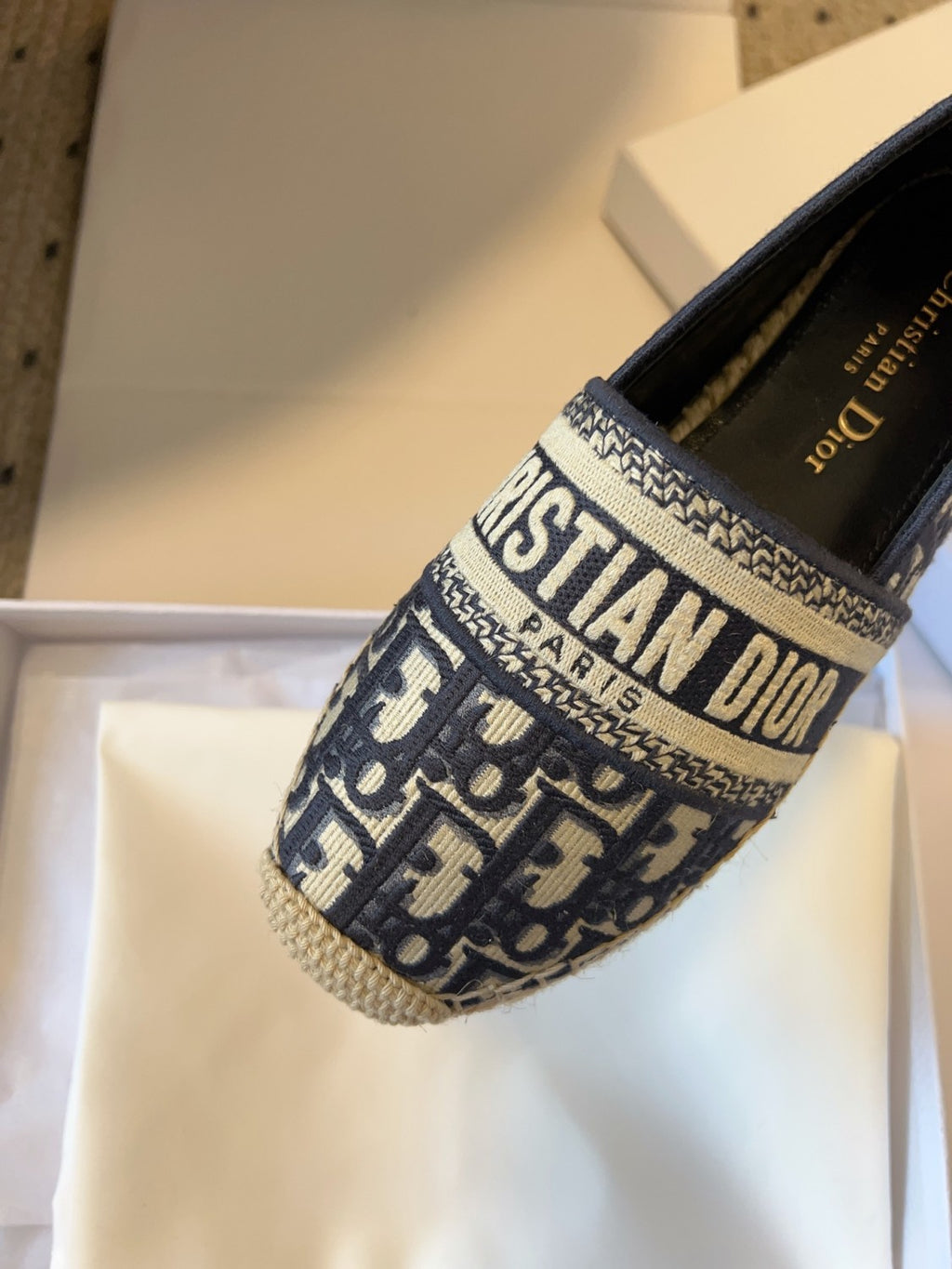 Dior Granville Women's Alphabet Printed Comfortable Knitted Straw Shoes Casual Single Shoes #76298