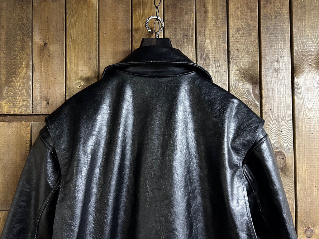 Balenciaga Black Leather Vintage Long Jacket Ngvp #6657