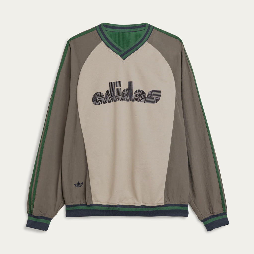Adidas x Brain Dead Men's Spring/Summer Autumn Retro Color Contrasting Sports V-neck Hoodie Logo Long Sleeve Sweatshirt #81714