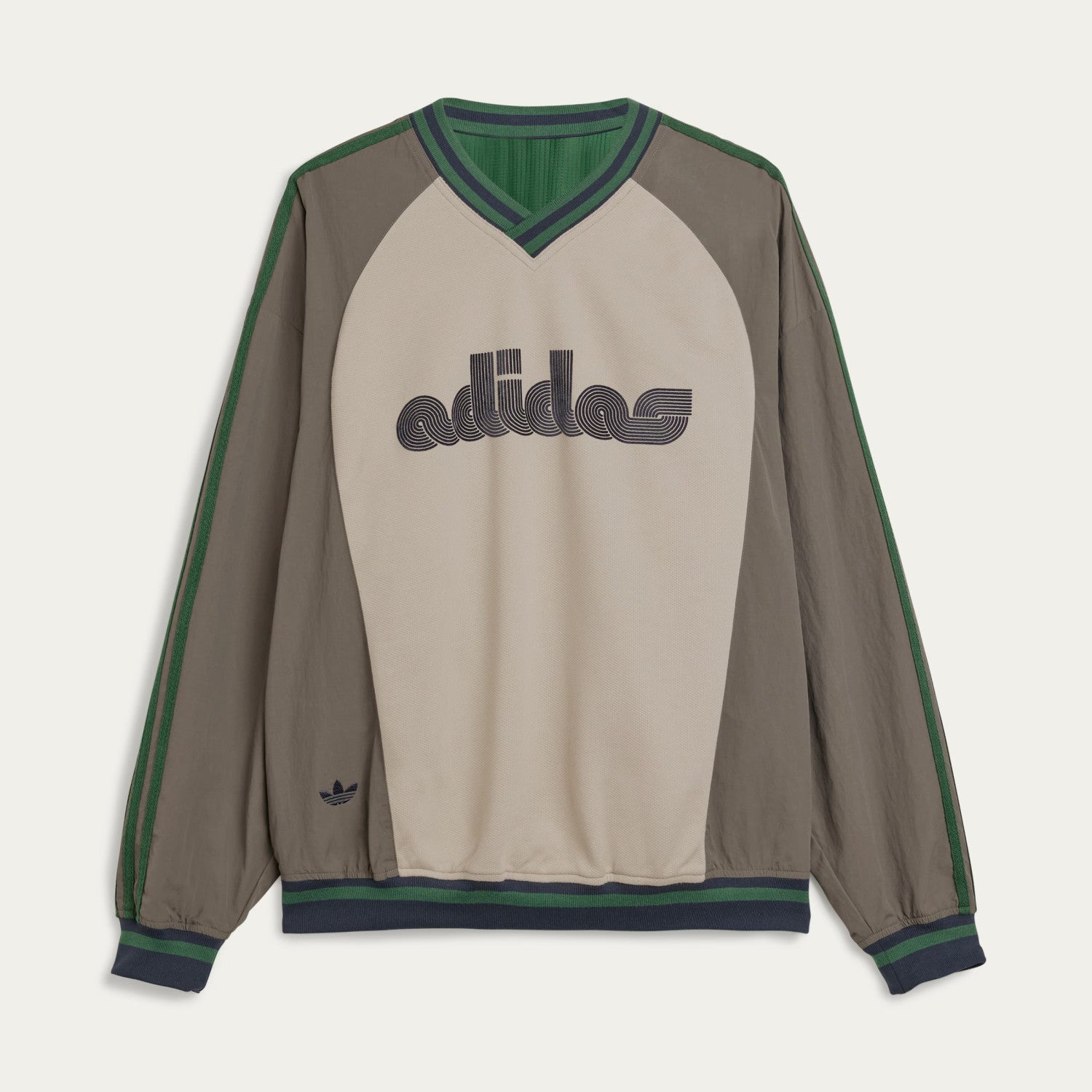 Adidas x Brain Dead Men's Spring/Summer Autumn Retro Color Contrasting Sports V-neck Hoodie Logo Long Sleeve Sweatshirt #81714