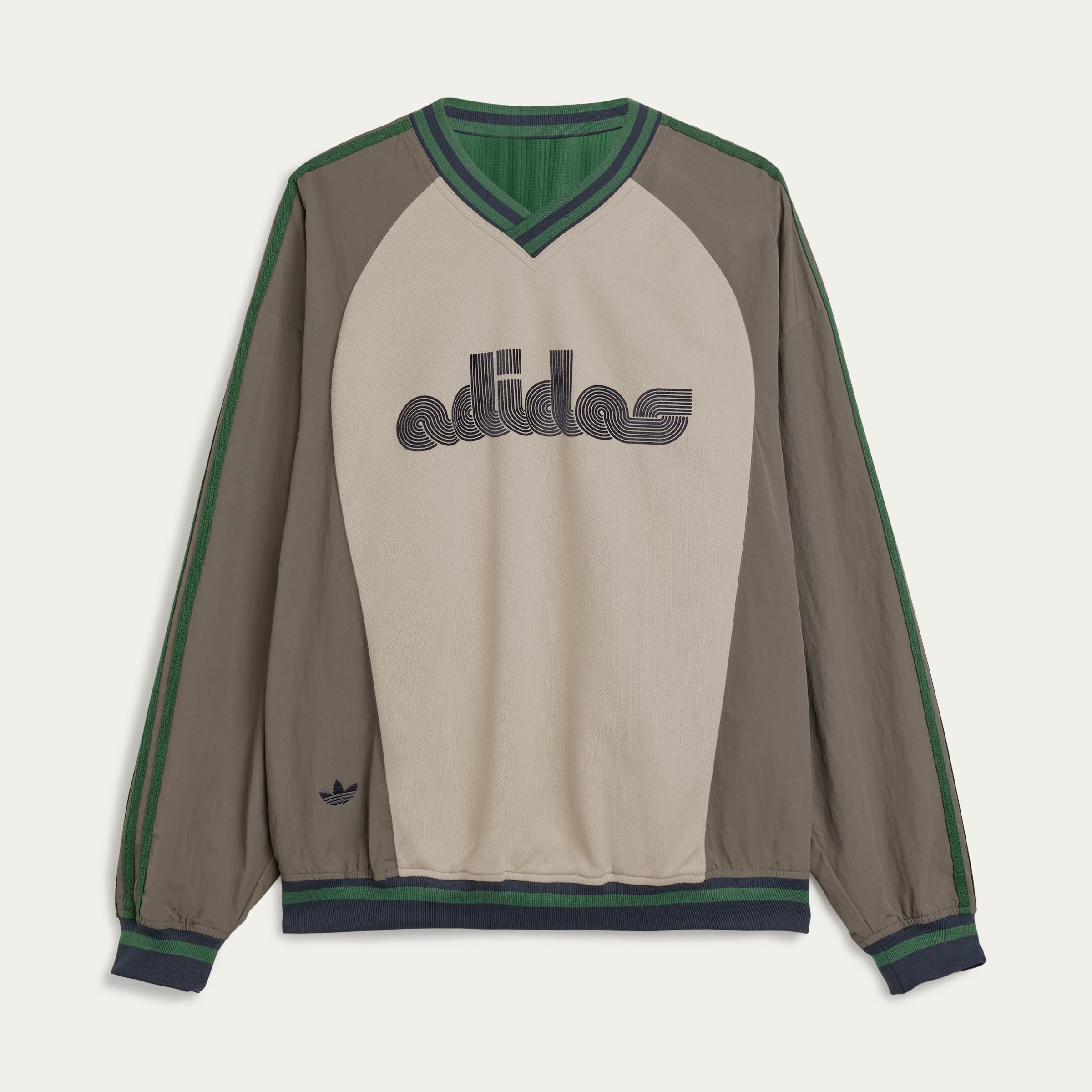 Adidas x Brain Dead Men's Spring/Summer Autumn Retro Color Contrasting Sports V-neck Hoodie Logo Long Sleeve Sweatshirt #81714
