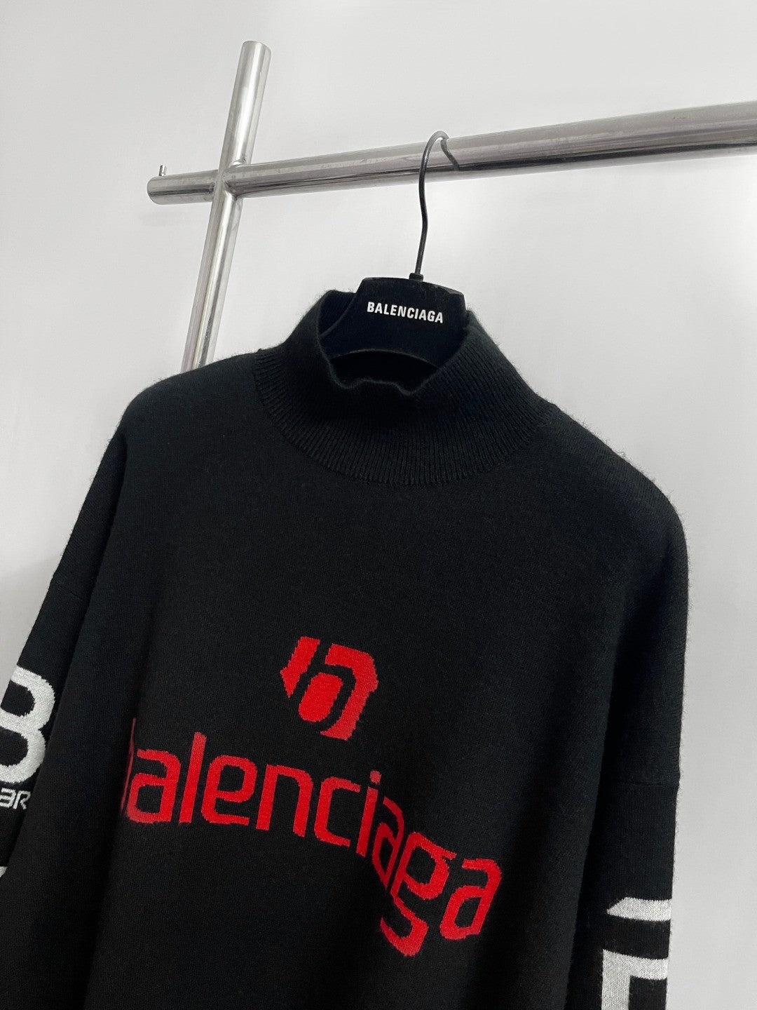 Balenciaga Men's and Women's Spring and Autumn Letter Printed High Neck Drop Shoulder Long Sleeve Sweater #74155