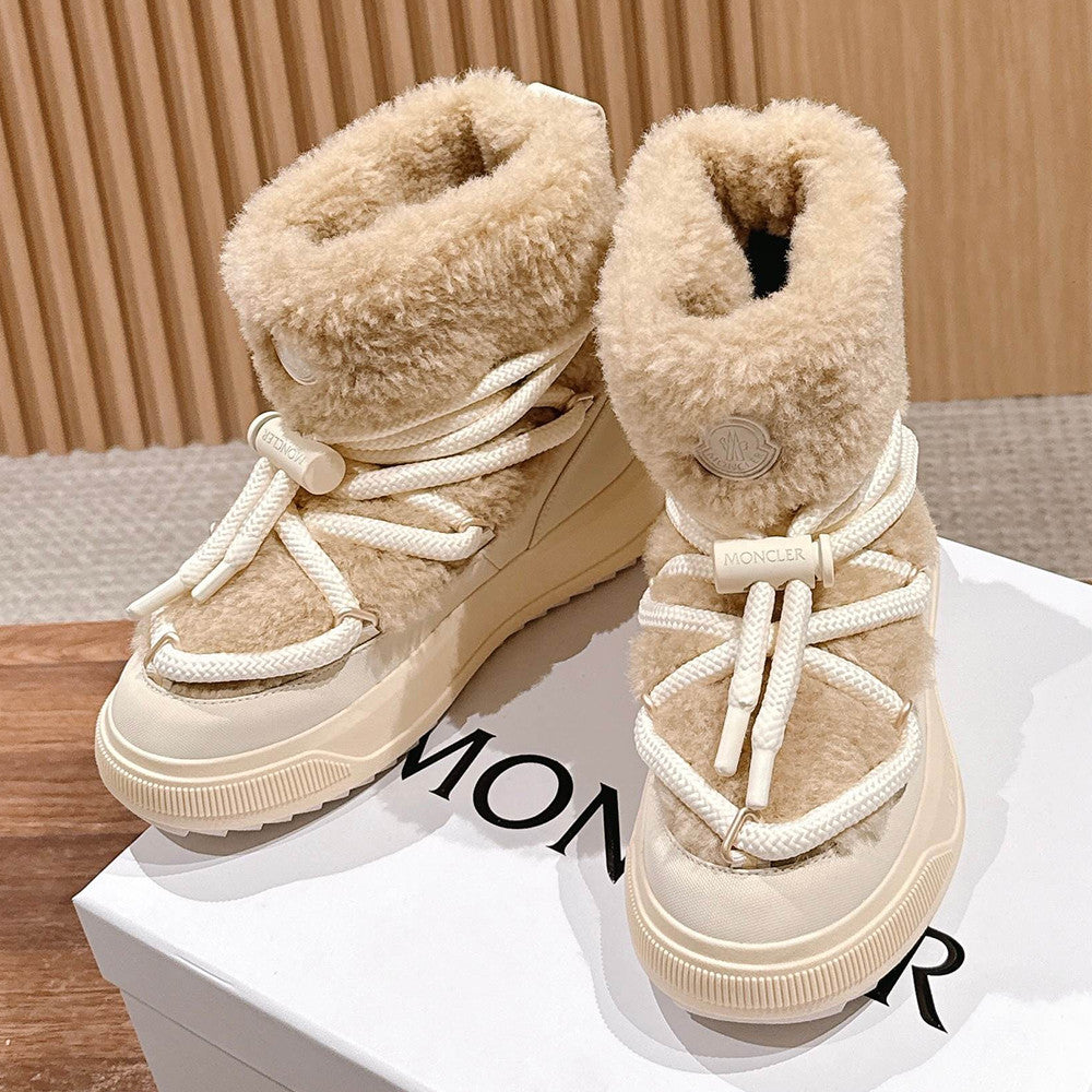 Moncler Light Beige Moncler Altive Mid Teddy Snow Boots #334369