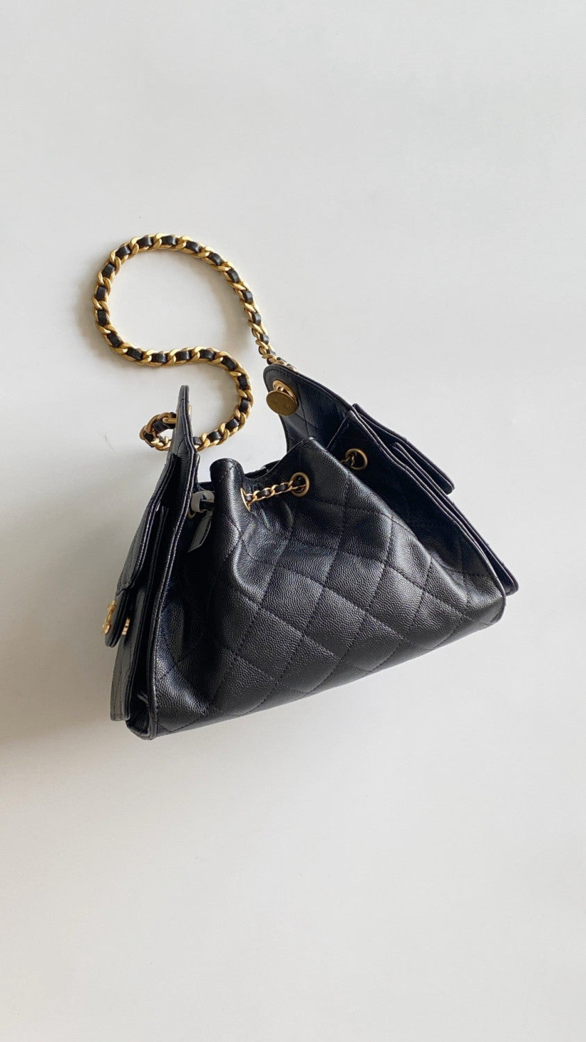 Chanel 25 Women's Mini Handbag Metallic Grained Embossed Calfskin And Silver Metal Silver #332929