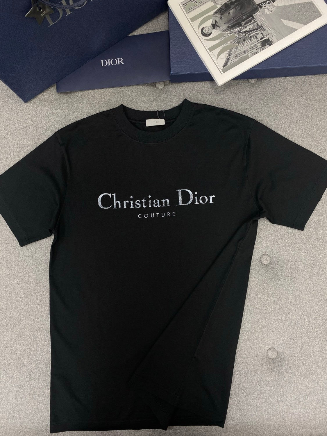 Dior Summer Men's And Women's Fashion Casual Crew Neck Pullover Solid Color Christian Dior Couture Print Relaxed Fit Cotton Short Sleeve T-Shirt #79157