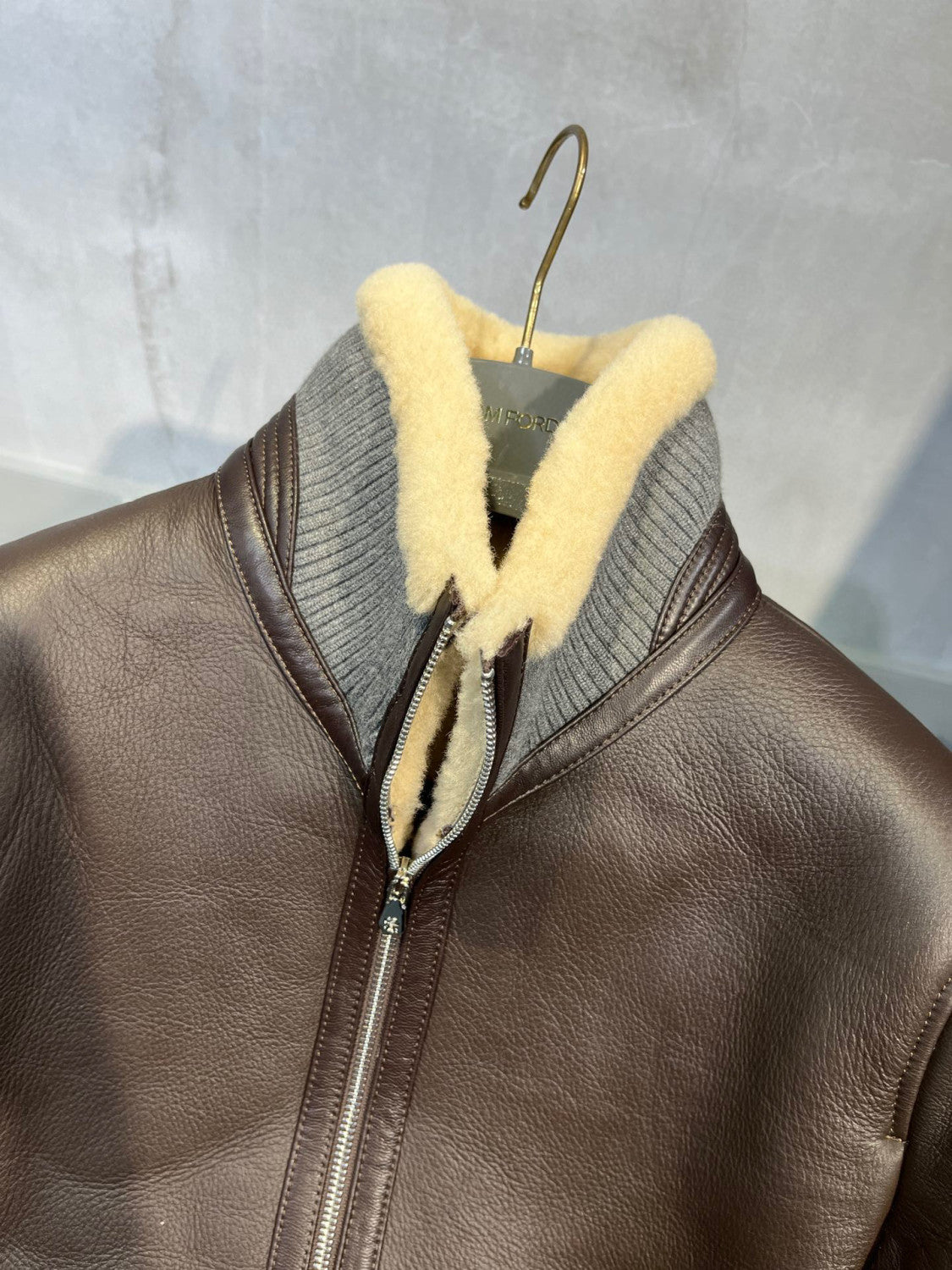 Brunello Cucinelli FW21 Leather And Fur Integrated Pilot Style Coat Leather Jacket Ngvp #6618