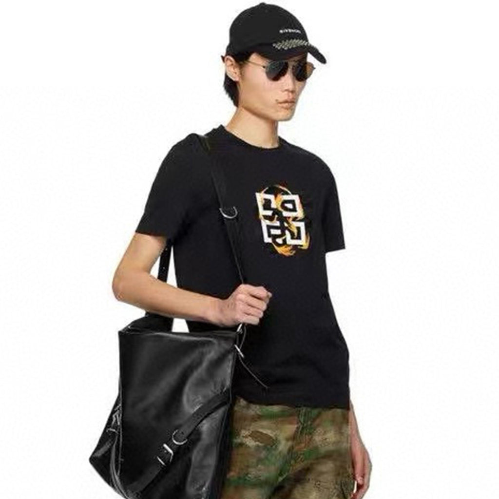 Givenchy Men's Spring/Summer Cotton 4G Dragon Printed Short Sleeve Black Slim Fit Straight T-shirt #98322
