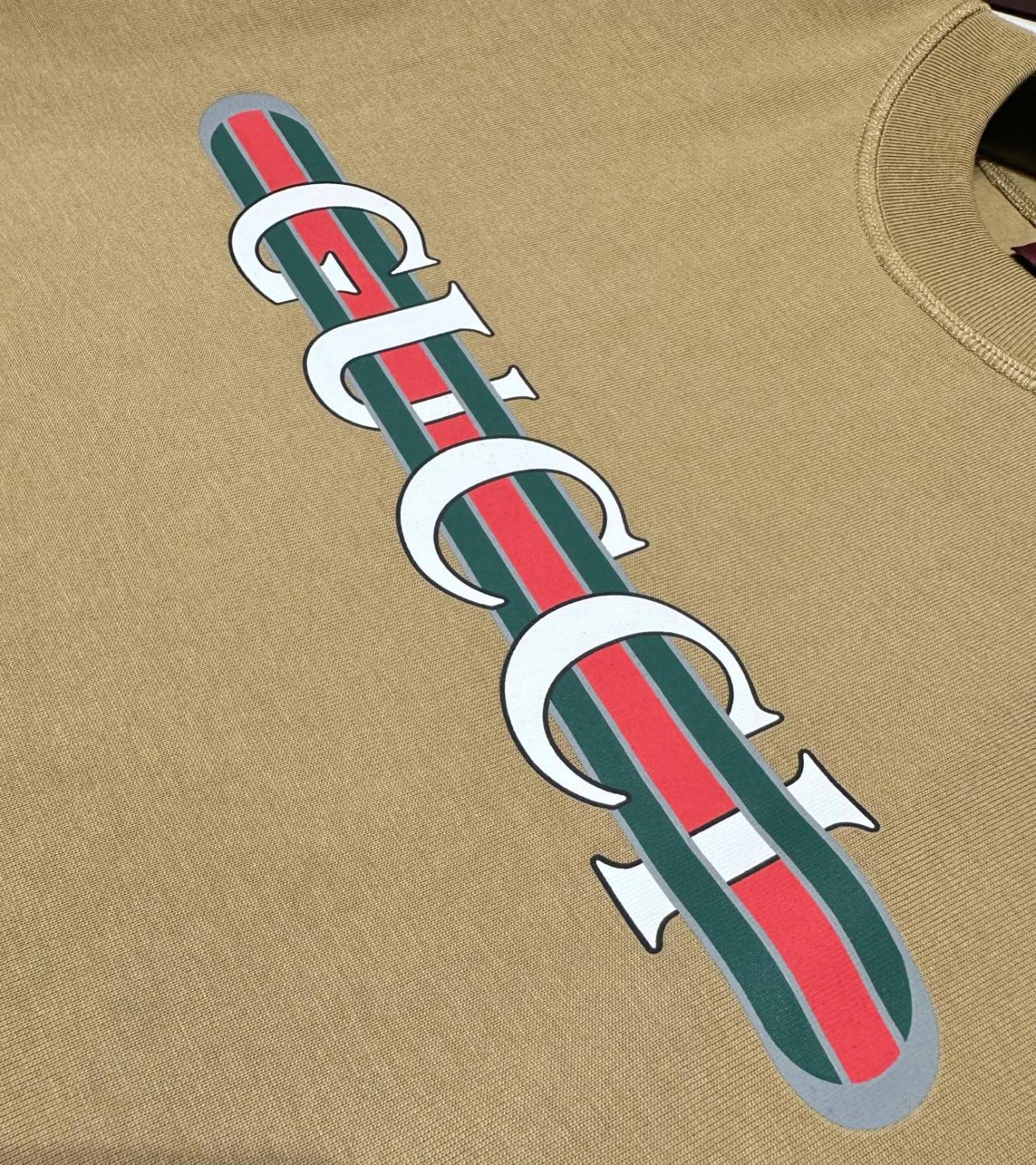 Gucci Men's Summer Solid Color Letter Print Round Neck Drop Shoulder Short Sleeve T-shirt #76313
