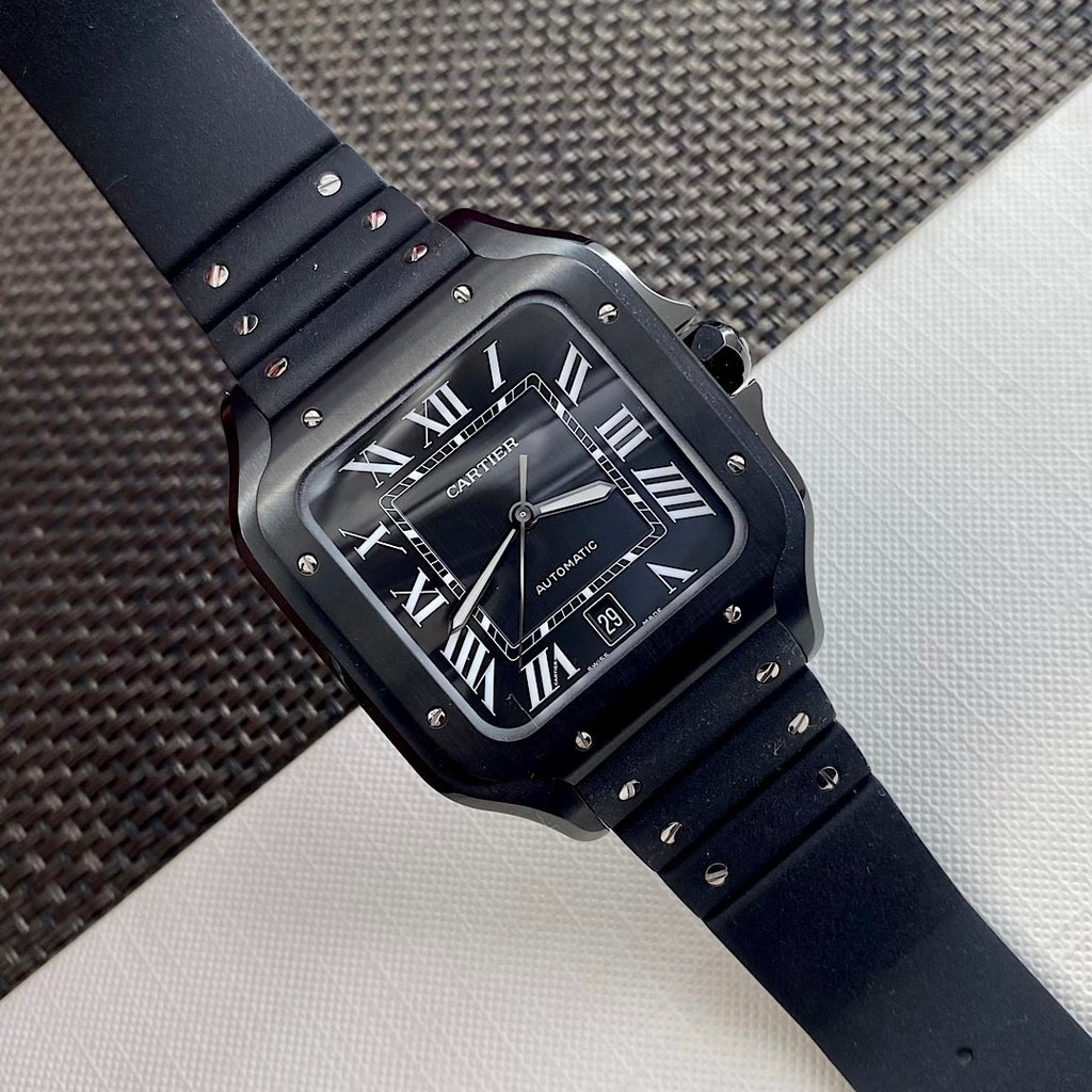 Cartier SANTOS DE CARTIER Men's Automatic Mechanical Movement 100m Water Resistant Date Display 40 mm Black Mechanical Watch #77182