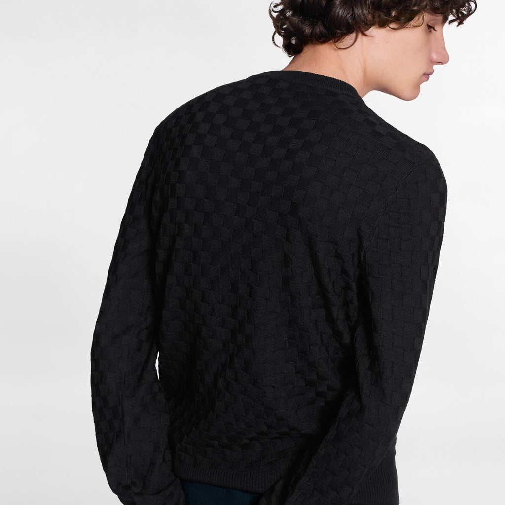 Louis Vuitton Men's Spring. Autumn And Winter Damier Signature Crew Neck Plaid Solid Color Long Sleeve Fitted Wool Sweater Ngvp #9311