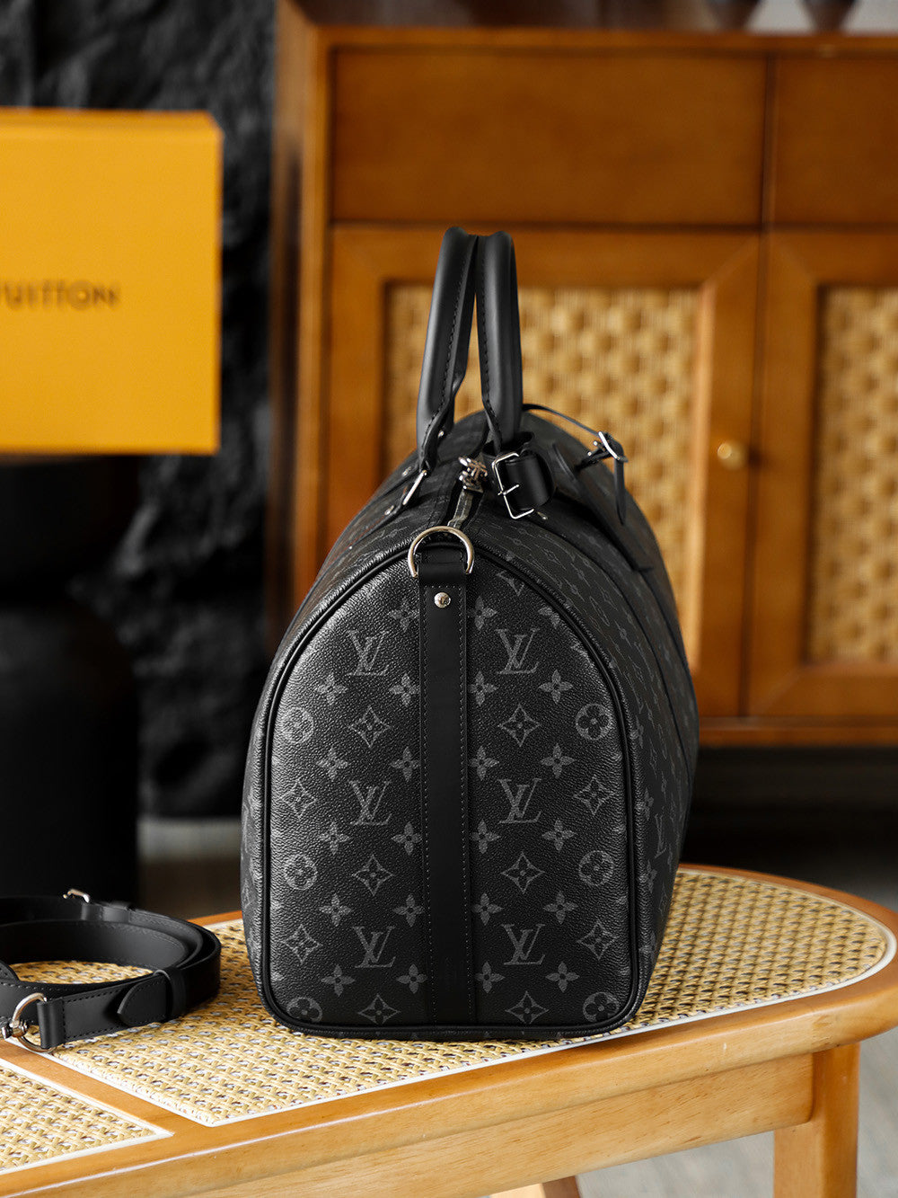 LOUIS VUITTON Keepall Bandoulière 45 Monogram Eclipse Travel M40569 #335964
