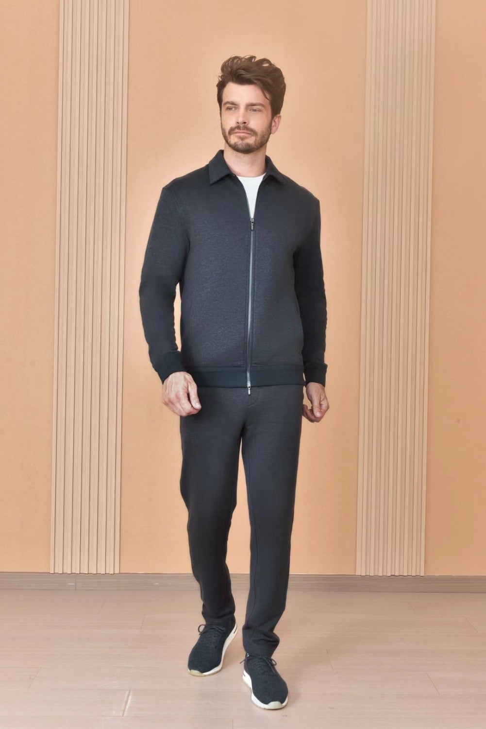 Loro Piana Men's The Gift of Kings® Blackrock Bomber Coat Long Sleeve Zipper Lapel Jacket Casual Solid Pants Set Ngvp #9645