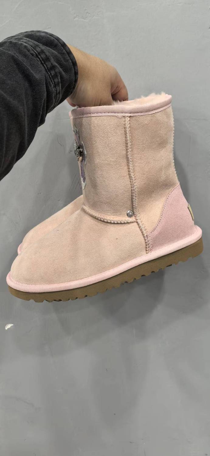 Chrome Hearts Winter New Winter Snow Boots For Men And Women Mid-tube Boots Cross-cotton Shoes Fashionable And Trendy Casual Warm Pink Boots  #195122