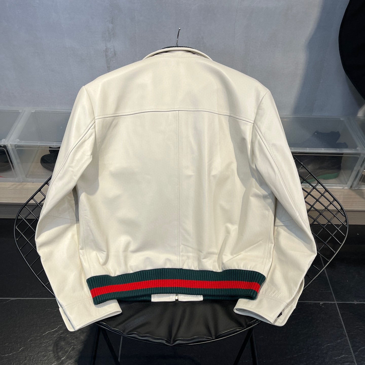 Gucci Leather Zip Jacket Coat #96132