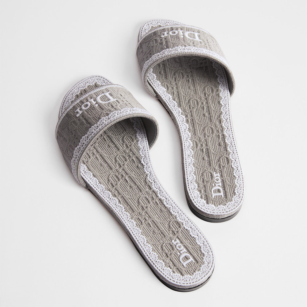 Dior Dentelle Slide Sky Blue Dior Oblique Embroidered Cotton and White Lace #377809