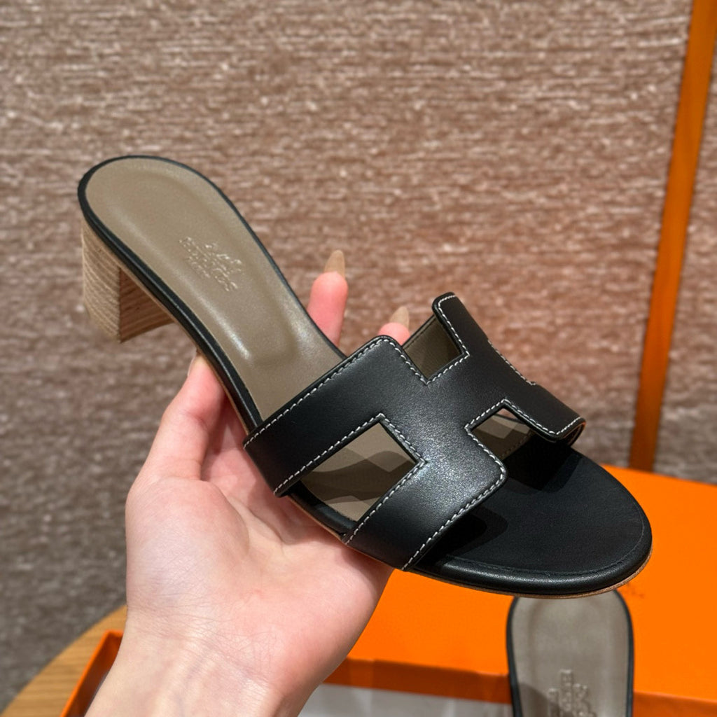 Hermes Oasis Women's Summer Solid Colour One Stirrup High Heel Slipper Shoes #76933