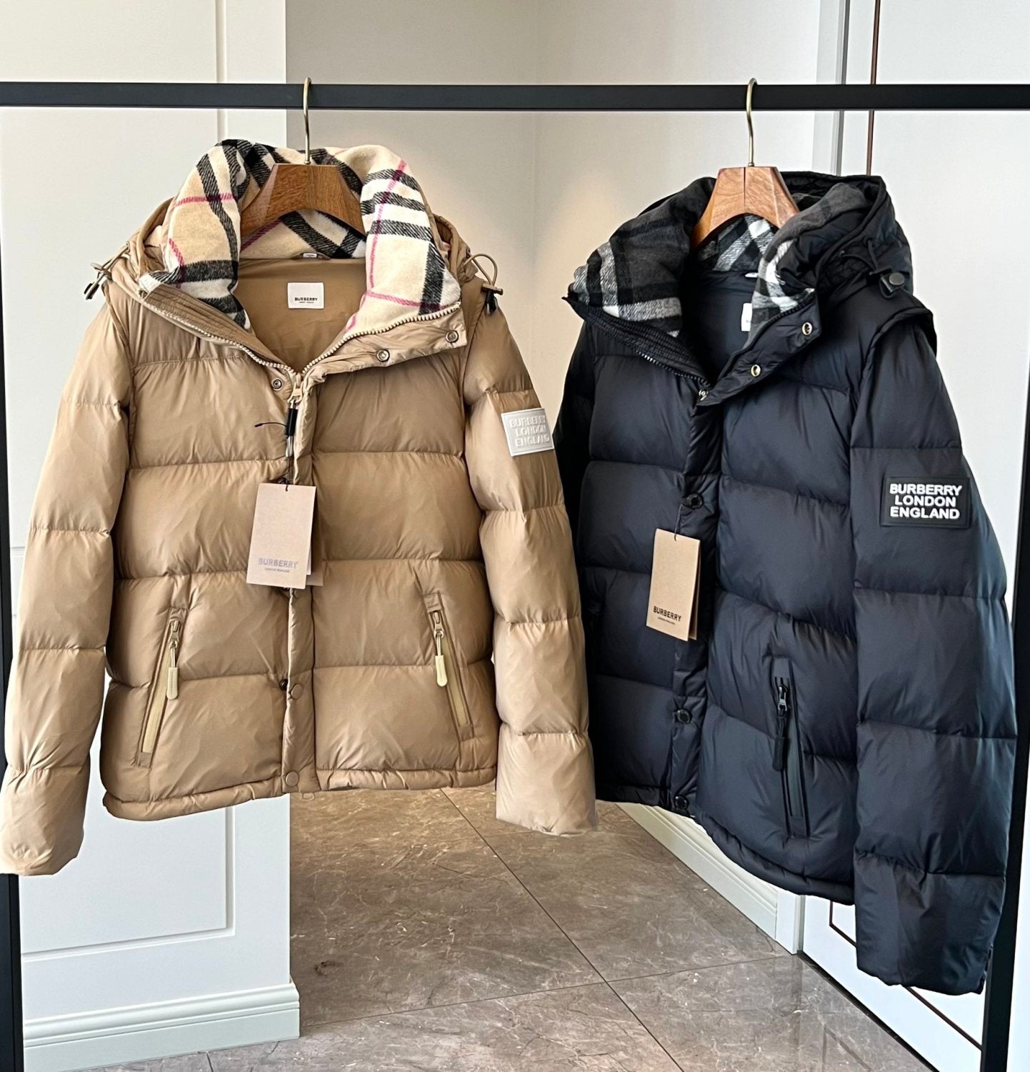 Burberry Men's Winter Solid Color Hooded Drawstring Single Breasted Detachable Long Sleeve Puffer Down Jacket #73451