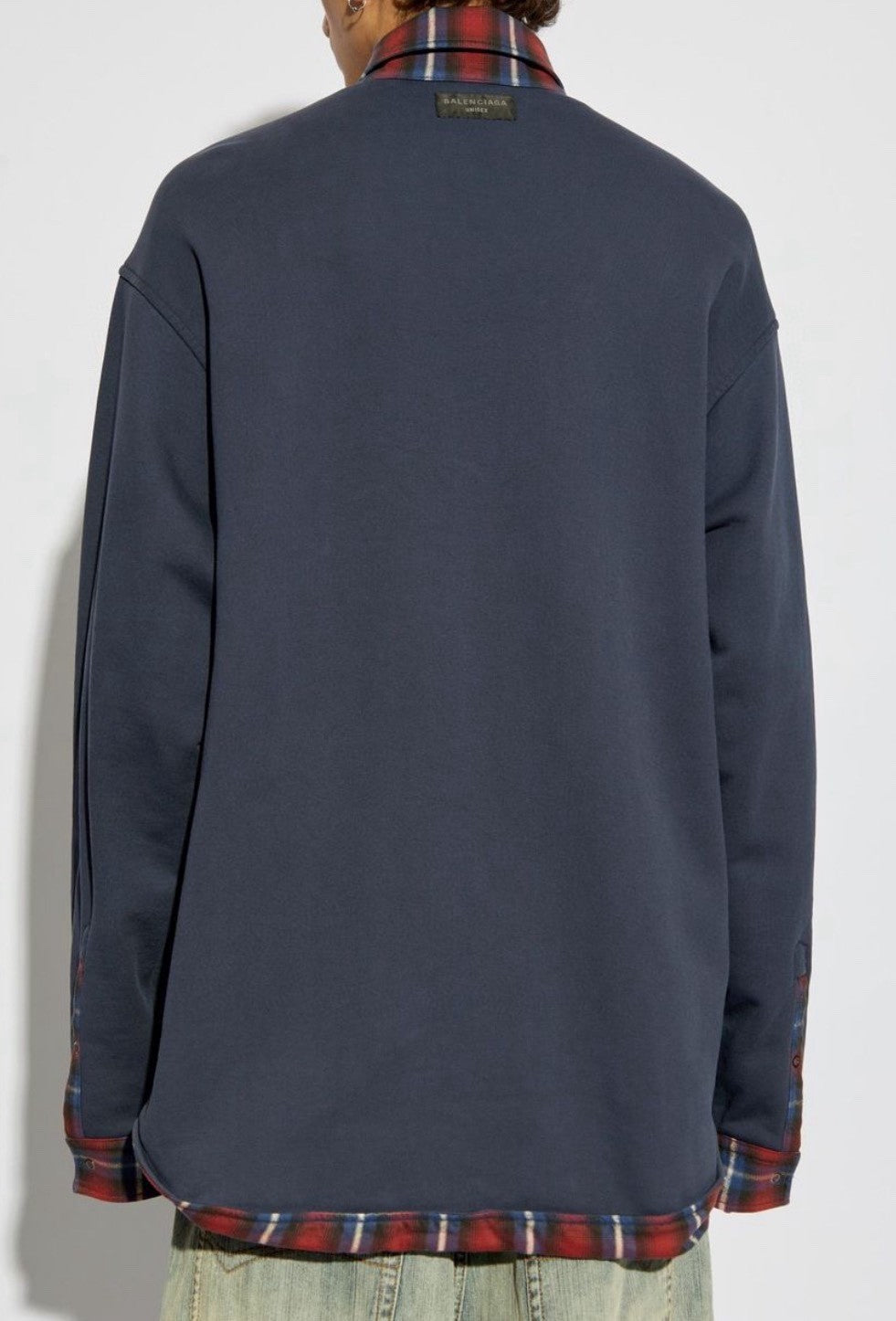 Balenciaga Men's Fall And Winter Color Blocking Check Single-Breasted Double-Sided Loose Shirt Cotton Long-Sleeved Jacket Ngvp #9653