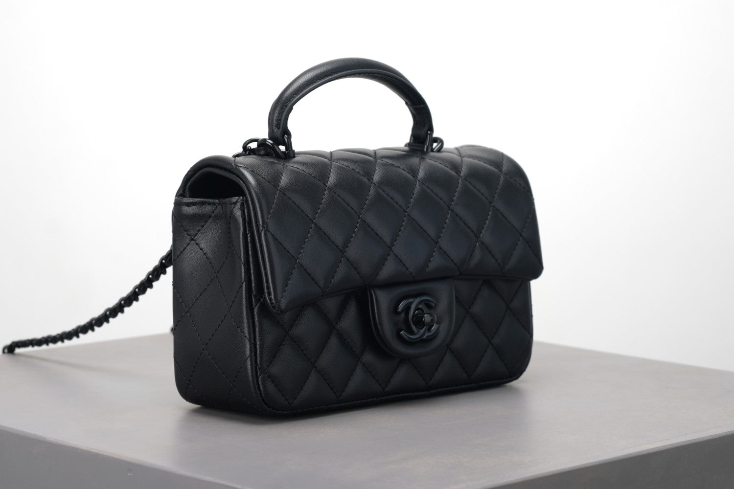 Chanel So Black Quilted Lambskin Mini Rectangular Classic Single Flap #378297