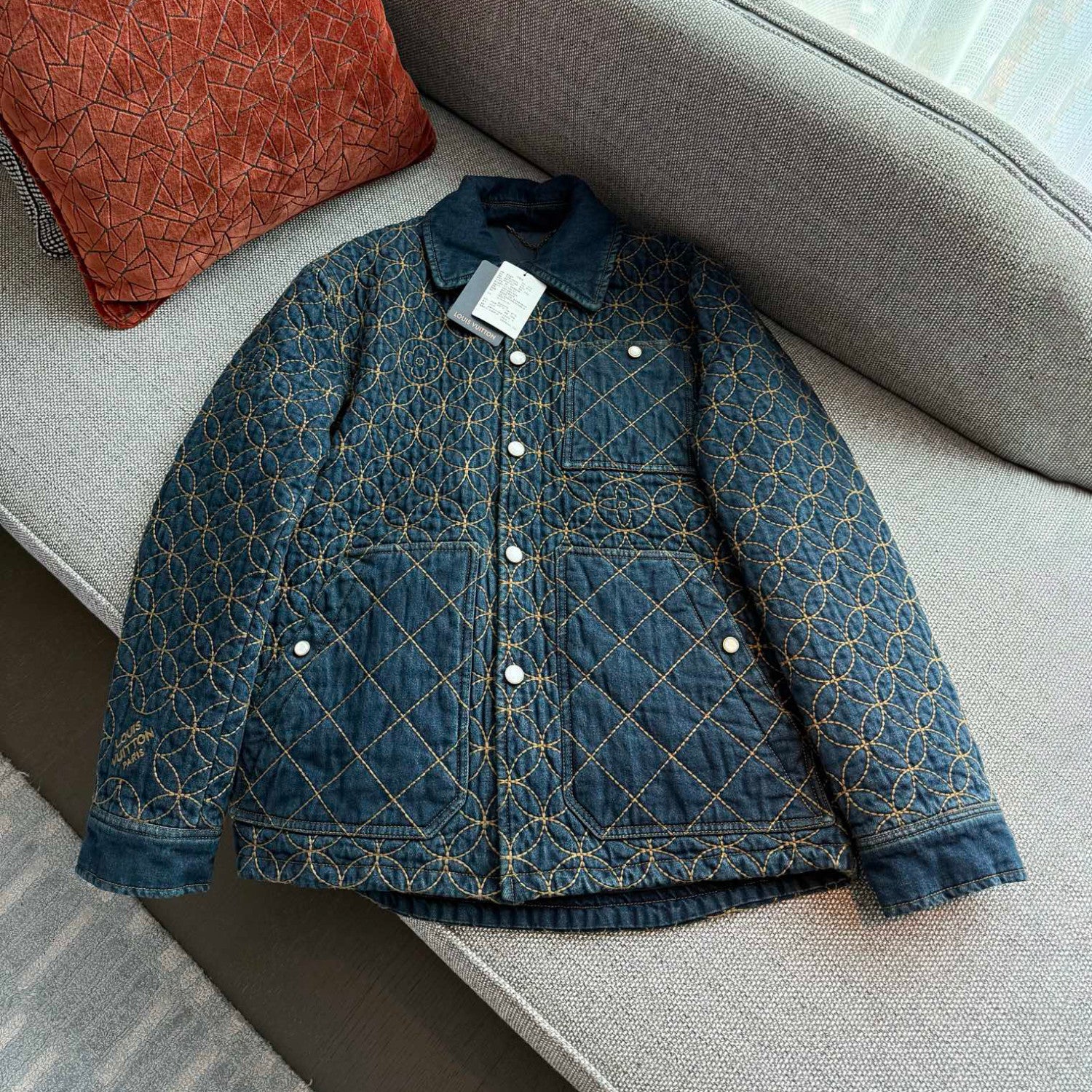 Louis Vuitton Men's And Women's Fall/Winter Fashion Casual Lapel Single Breasted Cotton Jacket Denim Jacket #79224