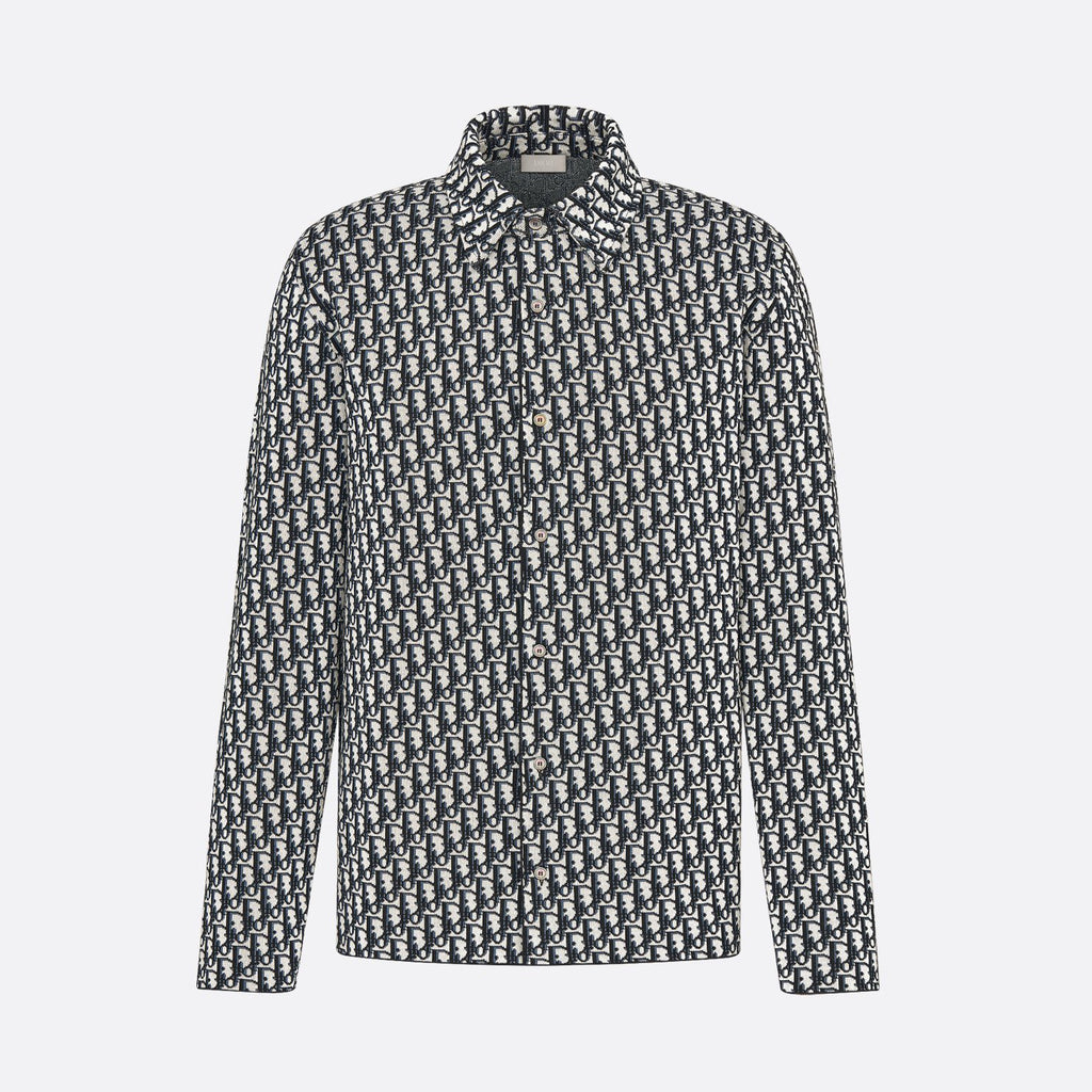 Dior Men's Spring/Autumn Solid Color Letter Print Single Button Long Sleeve Shirt #77922