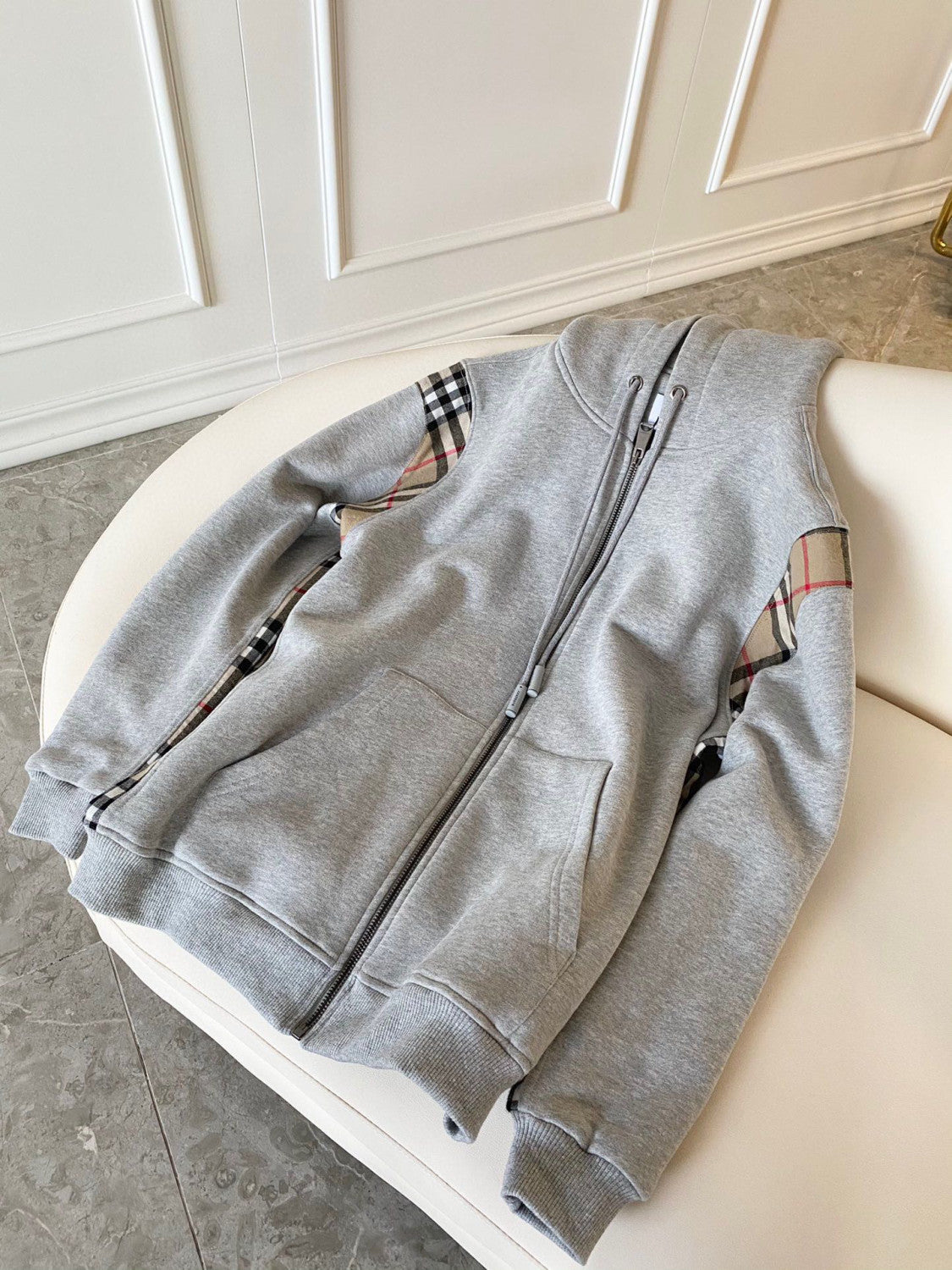 Burberry Zip Sport Hooded Sweatshirt Grey #96111