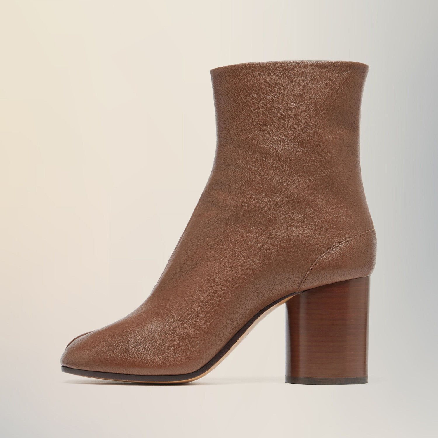 Maison Margiela Women's Fall/Winter Casual Fashion Round Toe Leather Solid Color Chunky Heel Split Toe Ankle Boots Shoes #78645