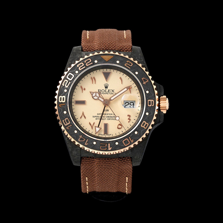DIW Rolex GMT-Master ll V3 Men's Colour Block Automatic Cotton and Linen Strap Mechanical Watch #76778