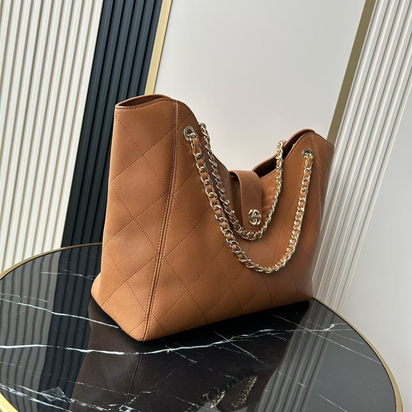 Chanel 2026 New Arrival Women's Early Spring Diamond-quilted Brown Tote With Chain Strap A Stylish Elegant Hobo Underarm Bag Perfect For Shopping Lady Bags #197125