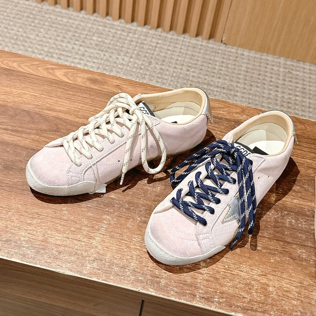 Golden Goose Men's and Women's Solid Colours Stars Dirty Shoes Round Toe Cowhide Low Top Two Colours Lace Casual Shoes #76749