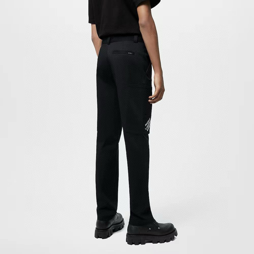 Louis Vuitton Men's Spring Summer Letter Printed Black Mid Waisted Casual Trousers Pants #99368
