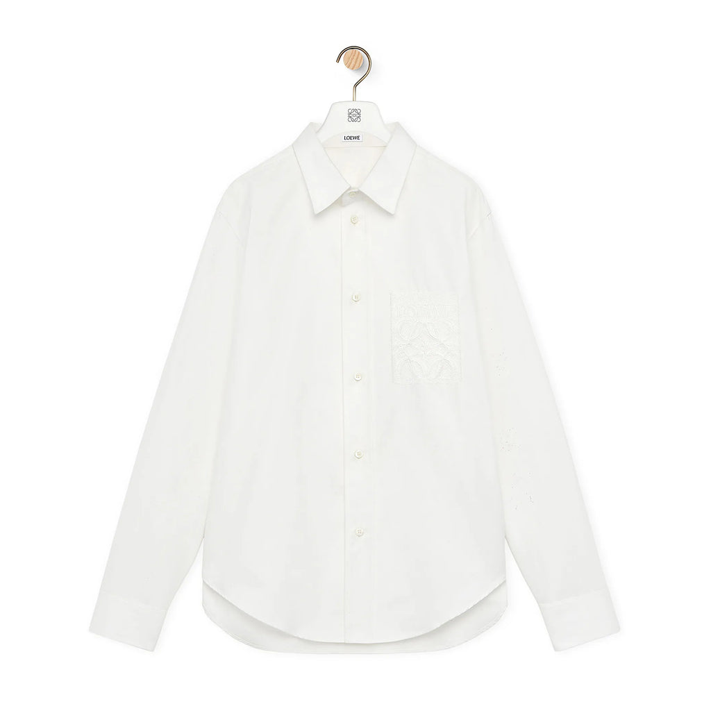 Loewe Men's Spring and Autumn Solid Color Single Breasted Lapel Long Sleeve Shirt #99552