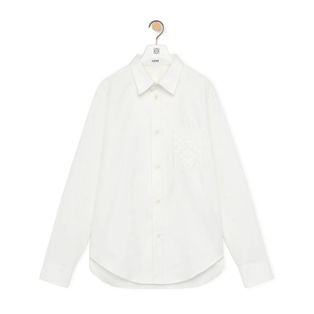 Loewe Men's Spring and Autumn Solid Color Single Breasted Lapel Long Sleeve Shirt #99552
