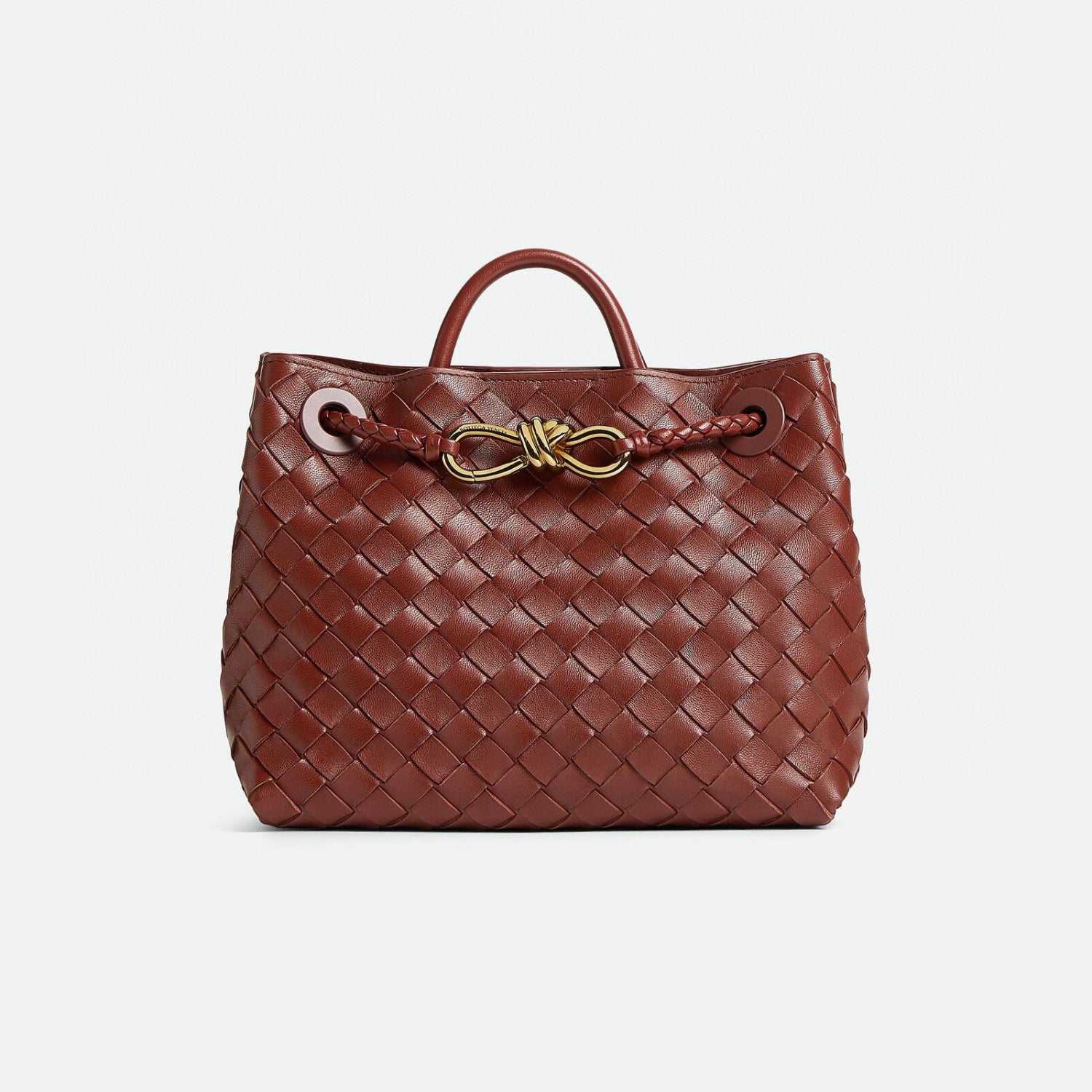 Bottega Veneta Andiamo Women's Fashion Classic Solid-Color Knitted Magnetic Snap Closure Leather Small Shoulder Bag Tote Bag Bags 766014VCPP12273 #79111