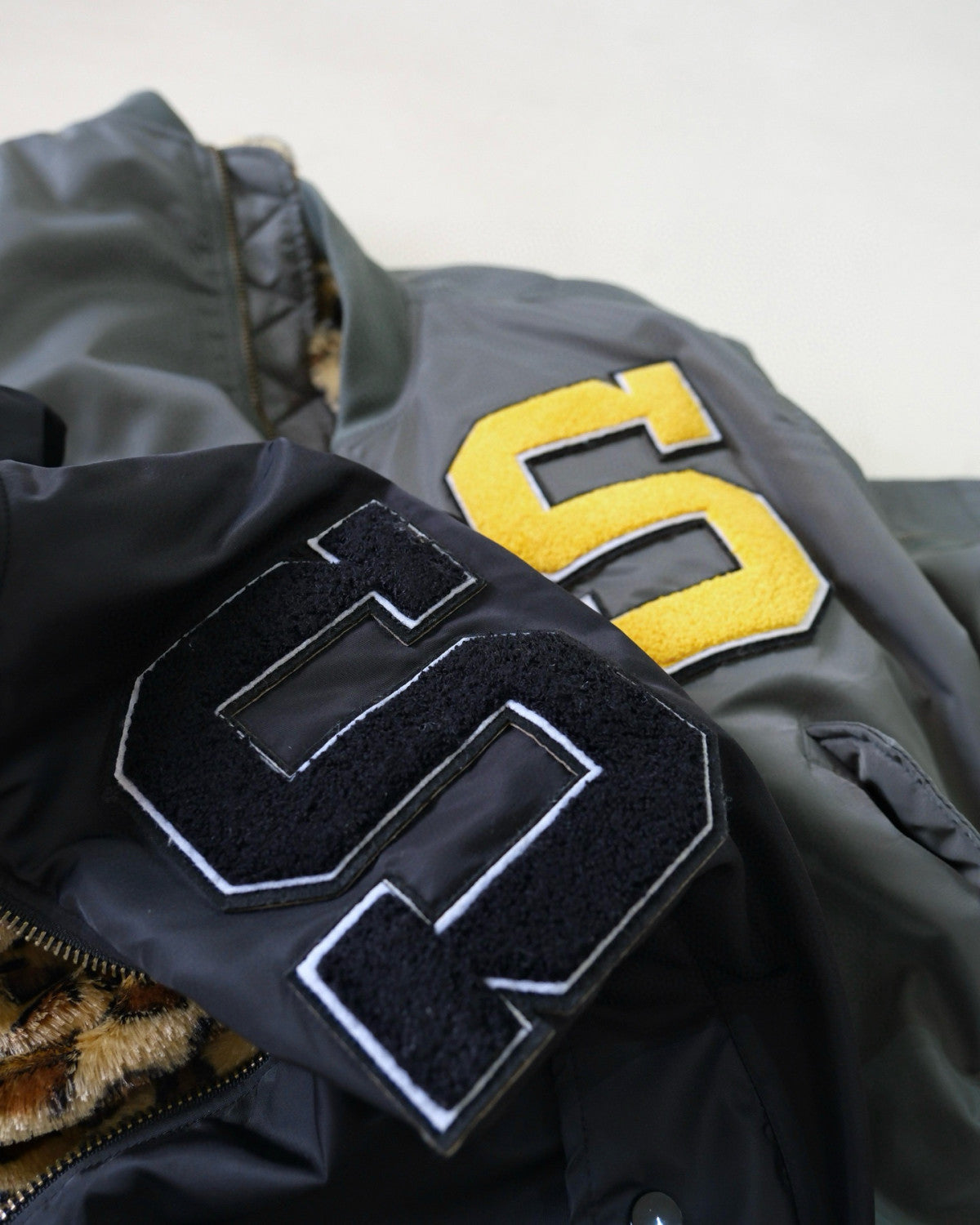 Supreme Men's Fall/Winter Fashion Casual High-Neck Zipper Leopard Print Faux Suede Nylon Fabric Air Force Jacket #79527
