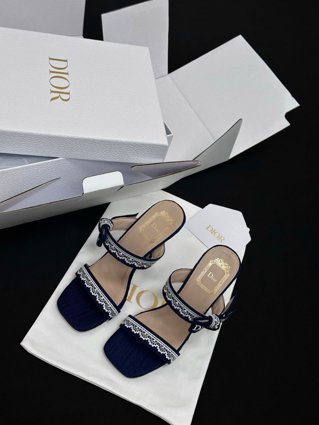 Dior Embroidered Monogram Lace Strap High Heels 10CM#380072