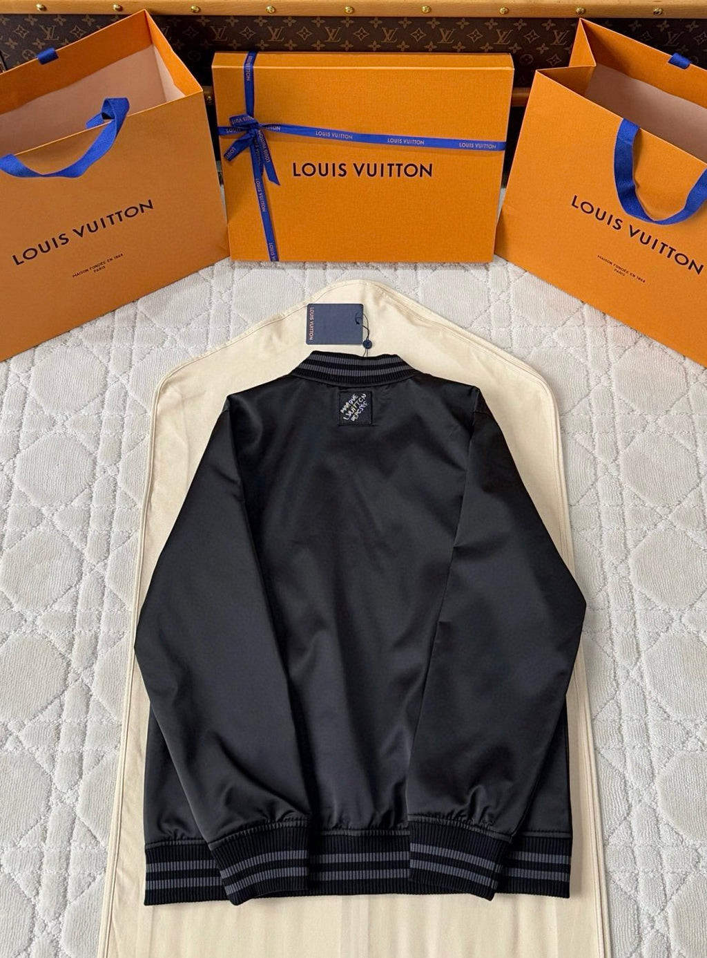 Louis Vuitton Men's Spring And Fall Beaded Embroidery Logo Letters Stand Up Collar Single Breasted Long Sleeved Jacket #76178