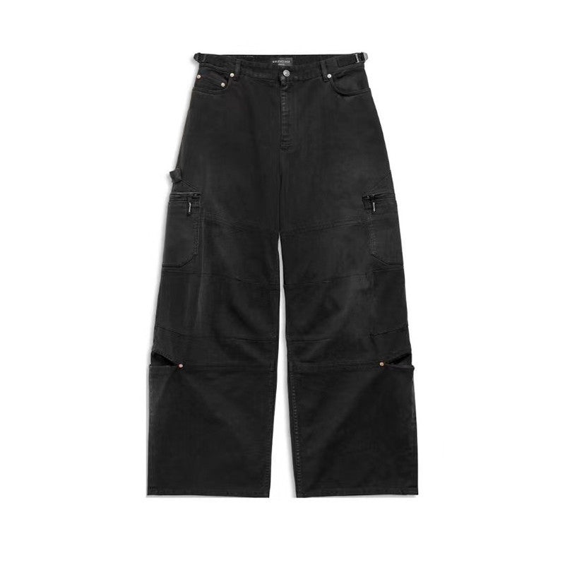 Balenciaga Men Women Four Seasons Fashion High Street Casual Gradient Loose Straight Leg Jeans Denim Work Pants Ngvp #7655
