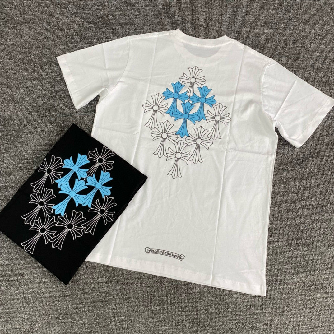 Chrome Hearts Men's Summer Solid Colour Cross Print Round Neck Cotton Short Sleeve T-Shirt #76812