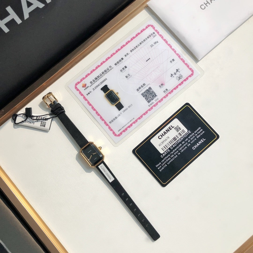 Chanel Premi¨¨re Ribbon Watch Diamond-set Dial Temperament Fashionable And Elegant Watch Black Dial 18k Gold Square Watch Accessories #71955