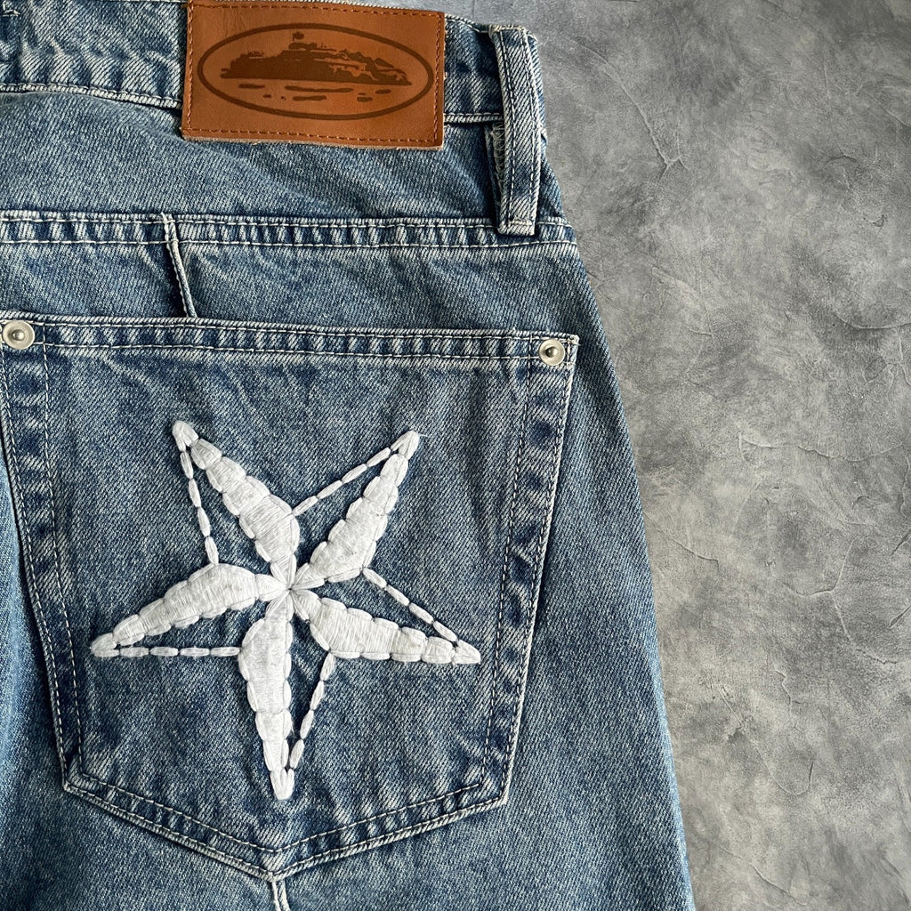 Corteiz C Star Denim Jeans Blue