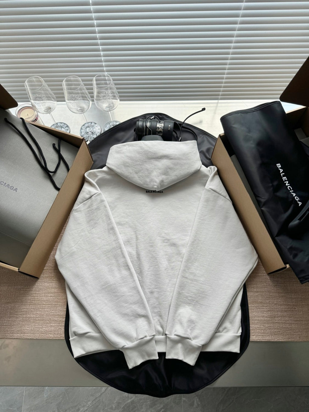 Balenciaga Men's And Women's Spring/Fall Fashion Casual Solid Color Zipper Hooded Long Sleeve Jacket #78946