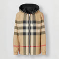 Burberry Men's Spring and Fall Reversible Plaid Checked Printed Hooded Long Sleeve Zipper Jacket #72612