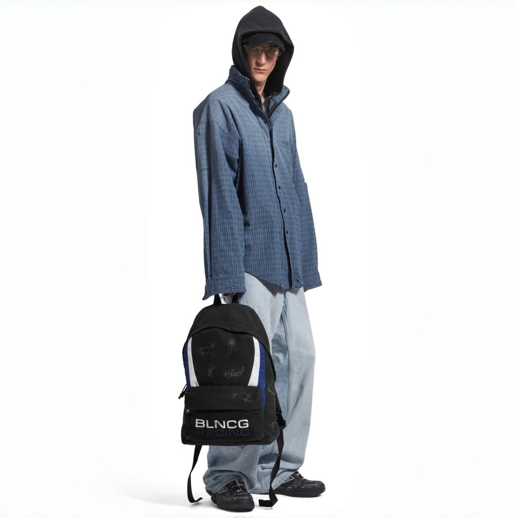 Balenciaga Men's Zip-up Shirt in Blue #375912