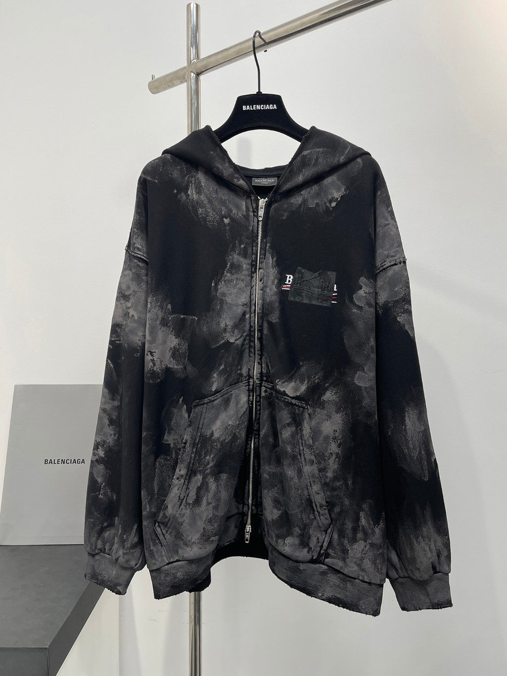 Balenciaga Men's And Women's Logo Graffiti Distressed Spring And Autumn Zipper Loose Solid Color Long Sleeve Hoodie Sweatshirt Ngvp #2314