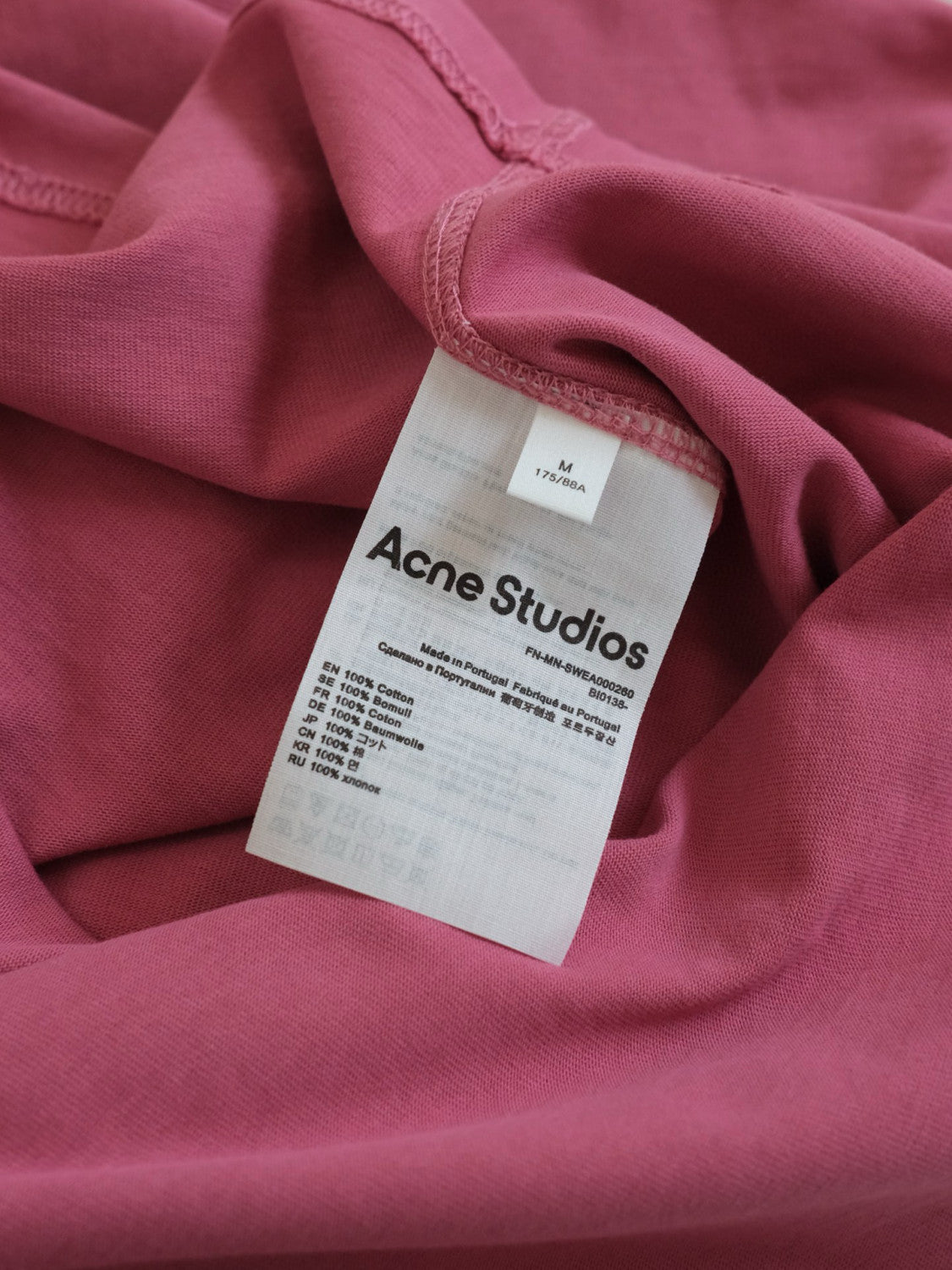 Acne Studios Men's Summer Solid Color Logo Printed Round Neck Cotton Short Sleeve T-Shirt #98862