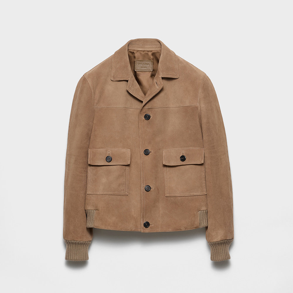 PRADA Men's 25FW Stone Suede Bomber Jacket #333461