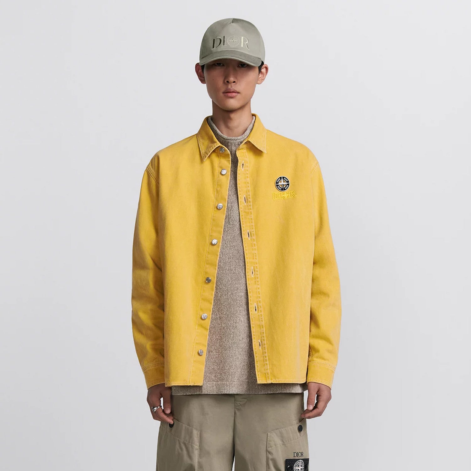 Dior And Stone Island Men's Jacket Shirt Embroidered Logo Lapel Single-breasted Fashion Casual Shirt  #71491
